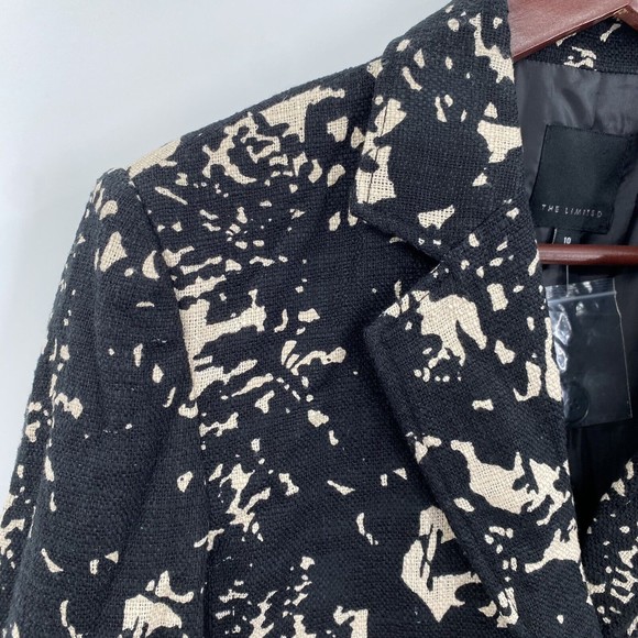 The Limited Women's Blazer Jacket Black Tan Floral Casual Bracelet Sleeve 10 New - Picture 3 of 7